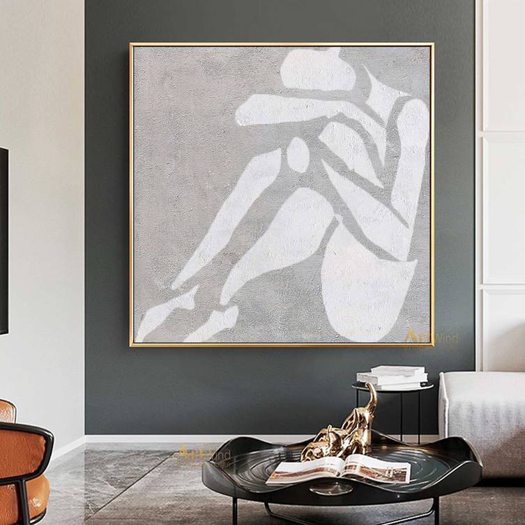Gray White Nude Painting Abstract Canvas Artwork CVC2Q wall art